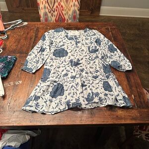 Bindu Blue and White  Peacock Cottagecore Dress. Size Small.